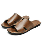 New Products 2025 Wholesale Outdoor Men's Slippers Handmade Leather Sandals Slides Footwear Flat Sandals