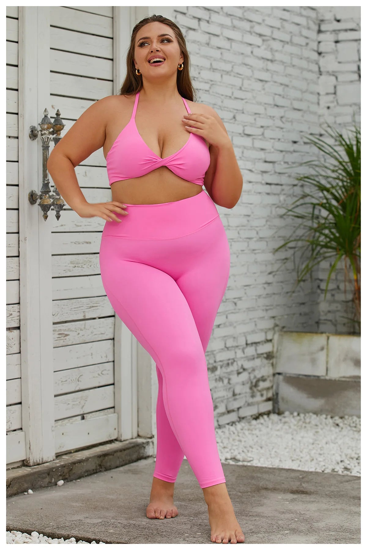 2 Piece Lounge Set Plus Size Sports Bra Custom Logo Women's High Support Yoga Top Gym Activewear Casual Activewear Tracksuit