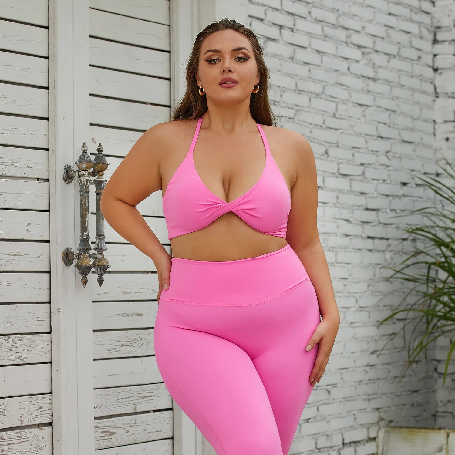 2 Piece Lounge Set Plus Size Sports Bra Custom Logo Women's High Support Yoga Top Gym Activewear Casual Activewear Tracksuit