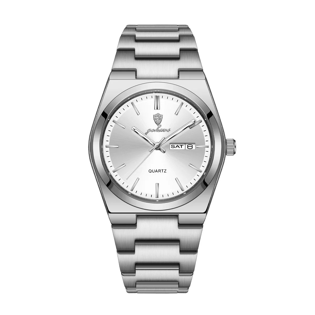 Gohuos 8807 Men's Quartz Watch Stainless Steel Band 30M Water Resistant 40MM Dial Butterfly Clasp Business Reloj Watches for Men