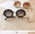 Retro Round Punk Style Sunglasses Women 2021 Metal Diamond Sun Glasses Gold Bullet Crystal Exaggeration Eyewear Glasses UV400