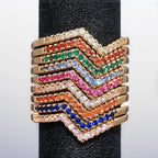 F495 Geometric Cocktail Ring Women's Lab Created Cubic Zirconia Pave Setting Party Fashion Rings