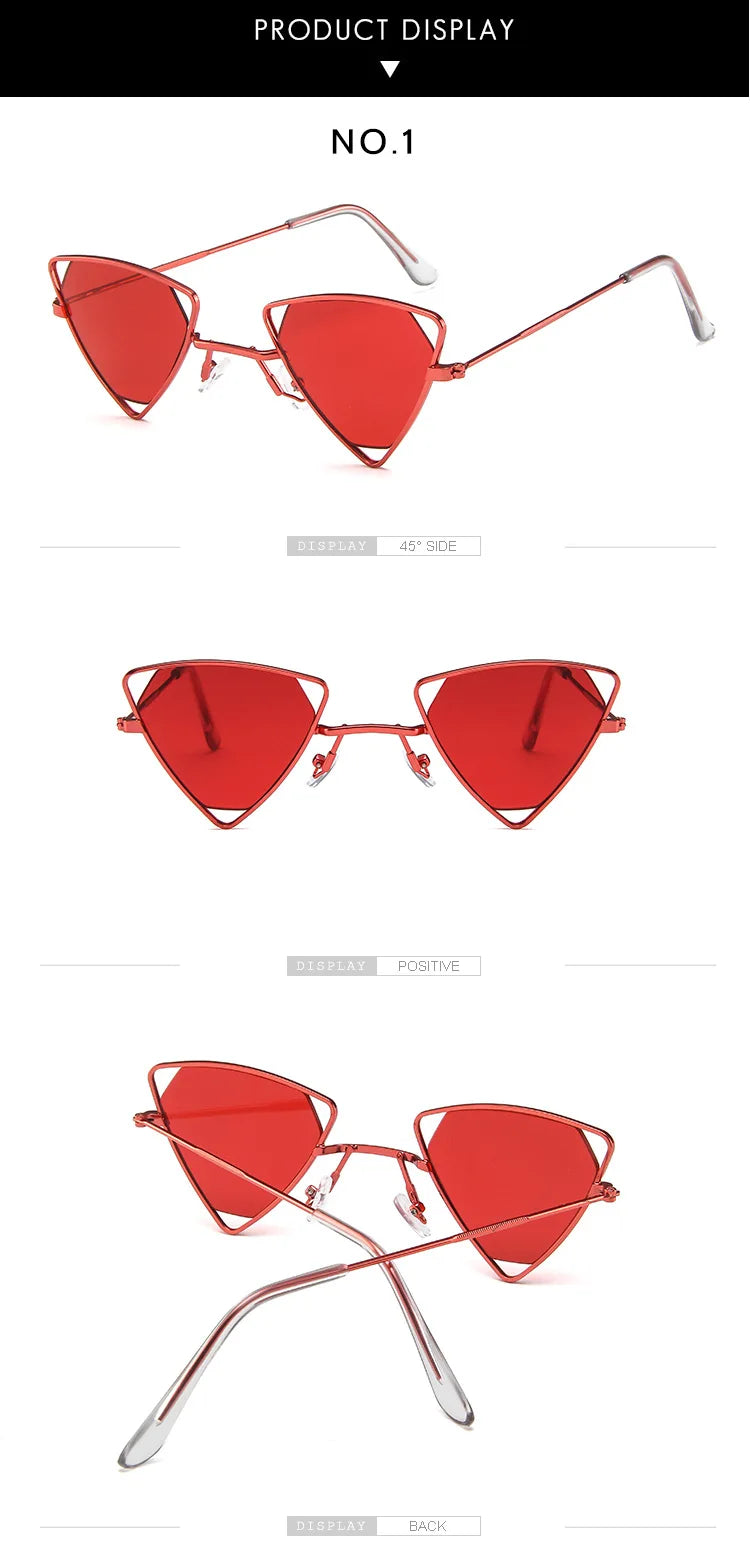 Retro Alloy Triangle Punk Sunglasses Men Hollow Eyewear Candy Colors Gradient Gothic Sun Glasses For Women Openwork Metal Frame
