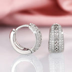 Luxury 22k White Gold Plated 925 Silver Huggie Earrings Brilliant Cut Diamond Micro Insert for Women Everyday Wear Fine Jewelry