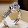 F912 Diamond Ring White Gold Natural Round Brilliant Cut D Color Engagement Women's Jewelry
