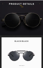 Trendy Retro Steampunk Sunglasses Men Brand Designer Round Steam Punk Alloy Sun Glasses Goggle For Women UV400 Gafas de Sol