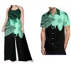 Latest Design Polynesian Men Casual Short Sleeve Shirt and Women Sling Rompers 2 Piece Sets Wholesale Samoan Sets of Couples