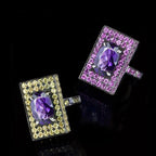 H189 Geometric Cocktail Ring Women's Natural Aquamarine Oval Pave Setting Party Fashion Rings