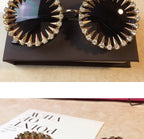 Retro Round Punk Style Sunglasses Women 2021 Metal Diamond Sun Glasses Gold Bullet Crystal Exaggeration Eyewear Glasses UV400