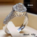 F912 Diamond Ring White Gold Natural Round Brilliant Cut D Color Engagement Women's Jewelry