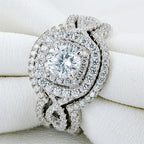 H487 Diamond Ring White Gold Round Brilliant Cut Natural Diamond Engagement Women's Jewelry D Color