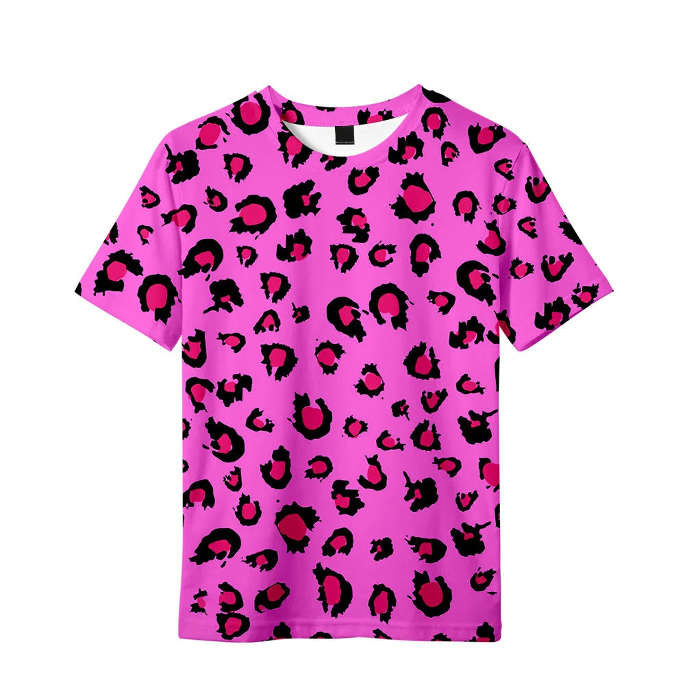 Children's Clothing Leopard Print Girls Clothes 2 to 8 Years Blouse for Girls Short Sleeve Tee Tops Fashion Children's T-Shirts