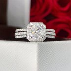 Q657 Diamond Ring Asscher Cut Natural Diamond Women's Classic Engagement Ring