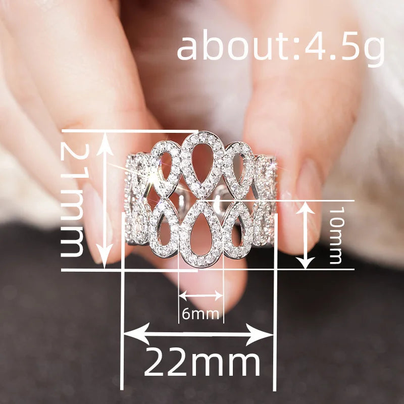 T0238 White Gold Diamond Ring Women's Luxury Wedding Band G Color Natural Diamonds Elegant Design