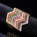 F495 Geometric Cocktail Ring Women's Lab Created Cubic Zirconia Pave Setting Party Fashion Rings