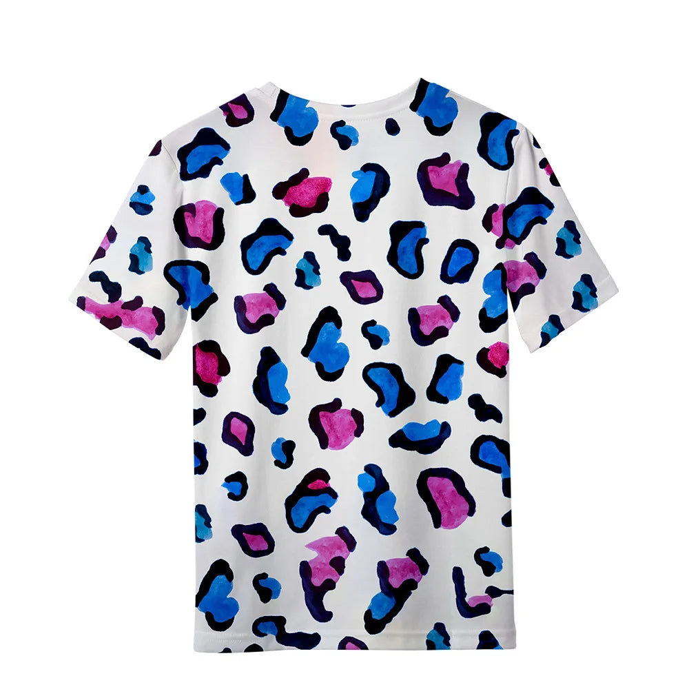 Children's Clothing Leopard Print Girls Clothes 2 to 8 Years Blouse for Girls Short Sleeve Tee Tops Fashion Children's T-Shirts