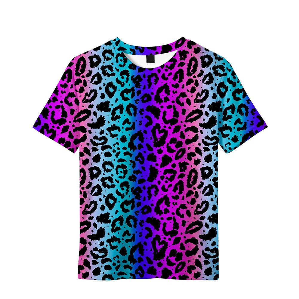 Children's Clothing Leopard Print Girls Clothes 2 to 8 Years Blouse for Girls Short Sleeve Tee Tops Fashion Children's T-Shirts