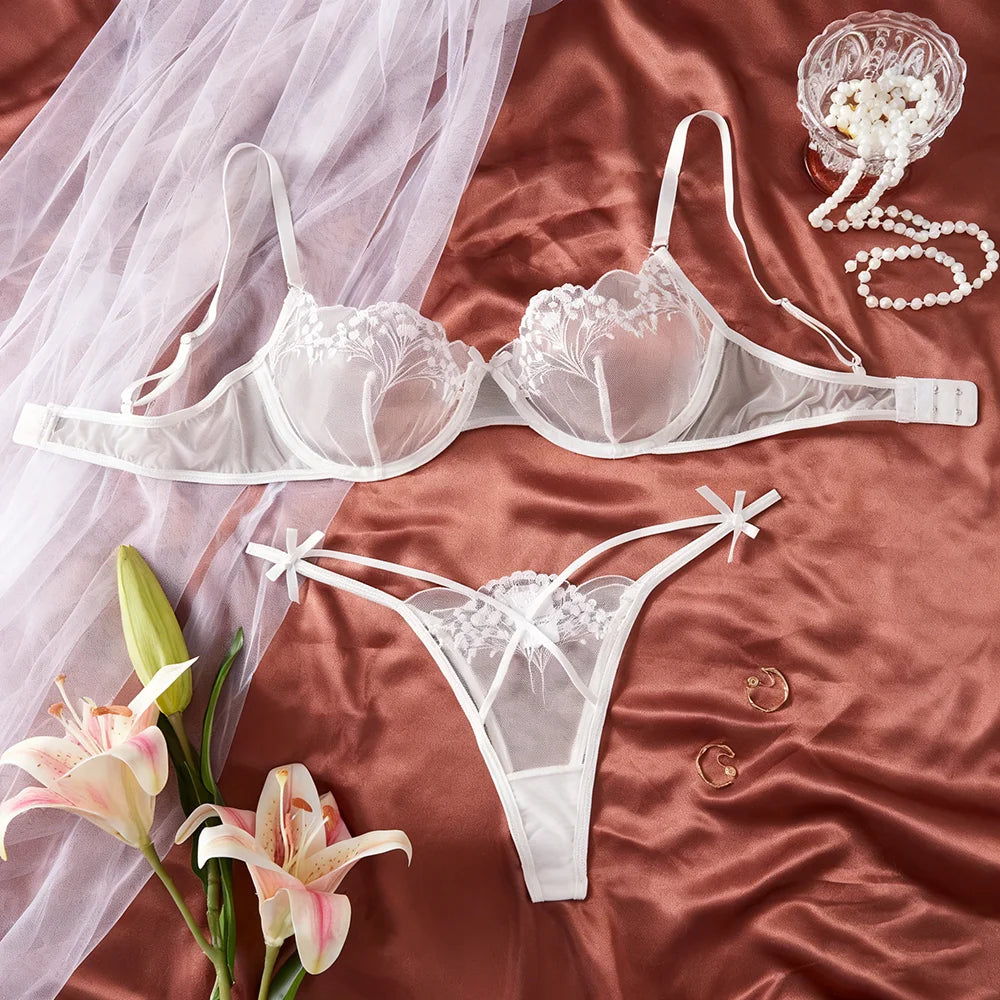 US Warehouse Stock Sexy Lace Valentines White Lingerie Vendors Underwear for Women Lingerie Set Underwear Woman Linge Set
