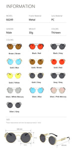Punk Steampunk Sunglasses Retro Men's Brand Designer Round Punk Eyewear Gothic Style Products Women UV400 Sunglasses