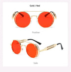 Punk Steampunk Sunglasses Retro Men's Brand Designer Round Punk Eyewear Gothic Style Products Women UV400 Sunglasses
