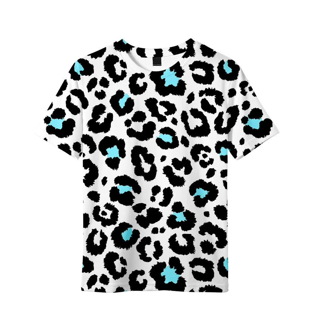 Children's Clothing Leopard Print Girls Clothes 2 to 8 Years Blouse for Girls Short Sleeve Tee Tops Fashion Children's T-Shirts