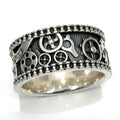 F641 Men's Stainless Steel Ring Antique Silver Plated Screw Pattern Fashion Ring Gift Jewelry