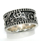 F641 Men's Stainless Steel Ring Antique Silver Plated Screw Pattern Fashion Ring Gift Jewelry
