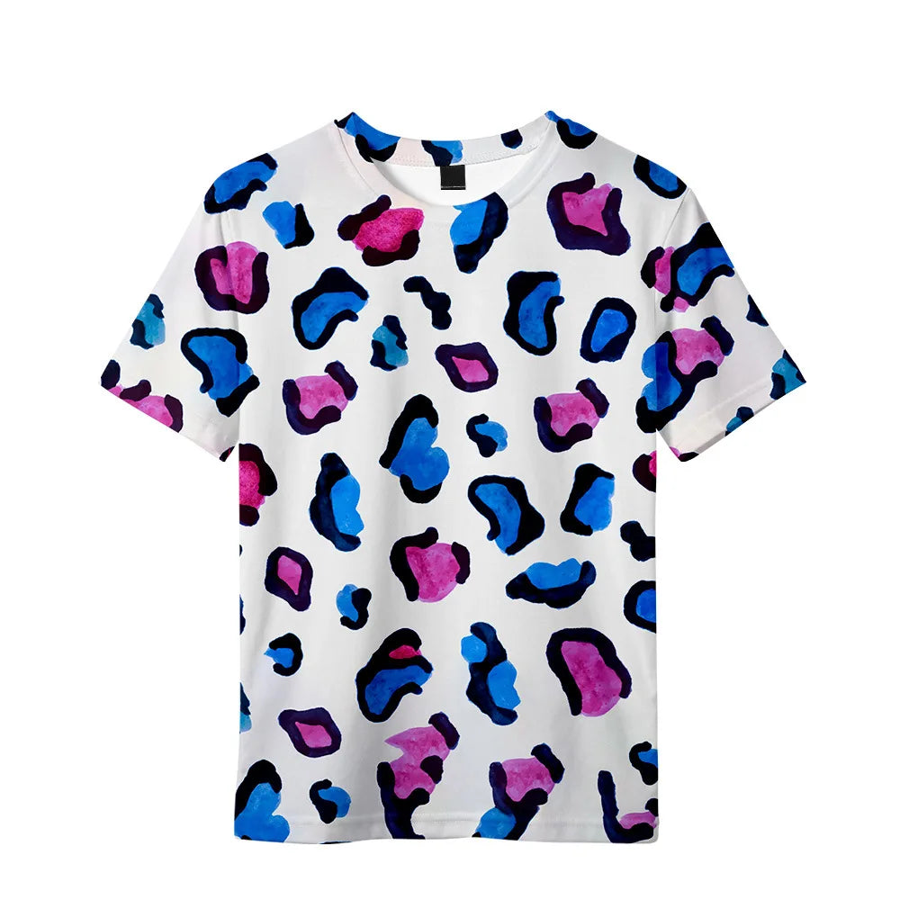 Children's Clothing Leopard Print Girls Clothes 2 to 8 Years Blouse for Girls Short Sleeve Tee Tops Fashion Children's T-Shirts