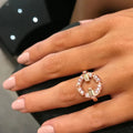 F459 Rose Gold Diamond Ring With Baguette Cut Natural Diamonds For Women Everyday Wear