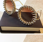 Retro Round Punk Style Sunglasses Women 2021 Metal Diamond Sun Glasses Gold Bullet Crystal Exaggeration Eyewear Glasses UV400
