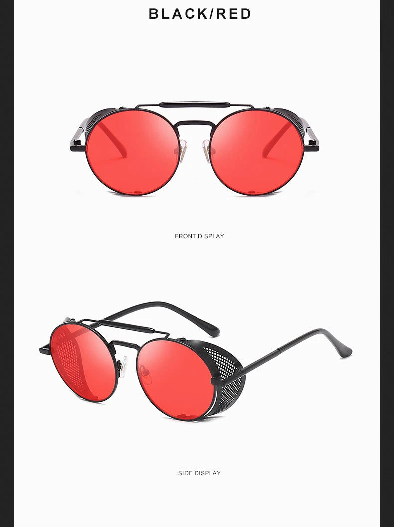 Trendy Retro Steampunk Sunglasses Men Brand Designer Round Steam Punk Alloy Sun Glasses Goggle For Women UV400 Gafas de Sol