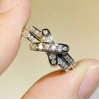 Q722 Geometric Ring Micro Pave Lab Created Cubic Zirconia Unisex Fashion Jewelry Gift