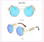 Punk Steampunk Sunglasses Retro Men's Brand Designer Round Punk Eyewear Gothic Style Products Women UV400 Sunglasses