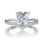 H305 Heart Moissanite Ring 925 Silver Pave Setting Engagement Band For Women