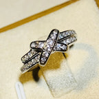 Q722 Geometric Ring Micro Pave Lab Created Cubic Zirconia Unisex Fashion Jewelry Gift