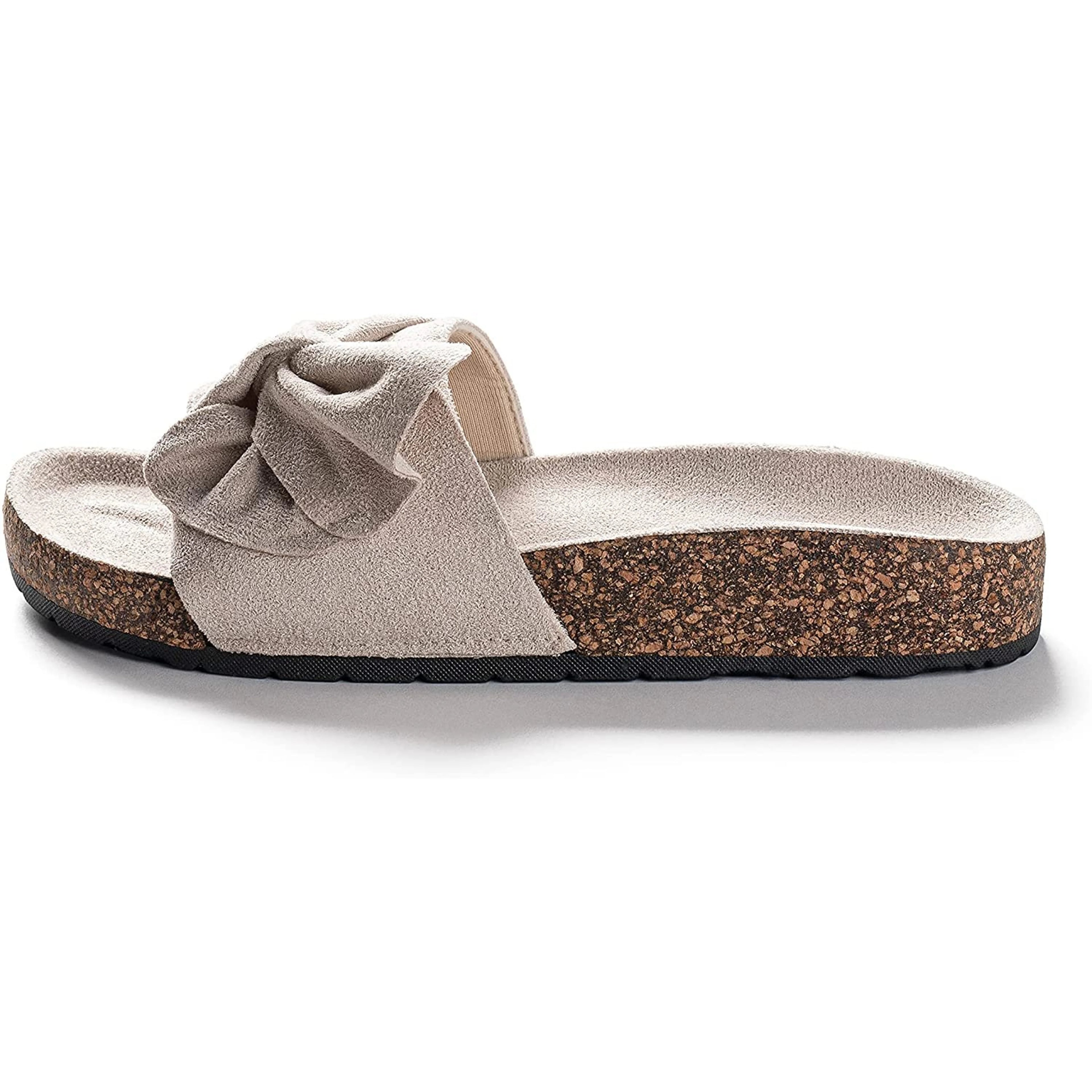 TD Women's Comfortable Summer Sandals Fashion Trend Ribbon Bow Top Flat Slides Casual PVC Insole Strap Closure Slip-On Design