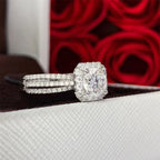 Q657 Diamond Ring Asscher Cut Natural Diamond Women's Classic Engagement Ring