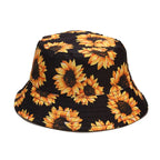 New Double-side Harajuku Bucket Hat Fishing Outdoor Cap Women Bucket Fishing Hats Sunscreen Sunflower Embroidery Fisherman Hat