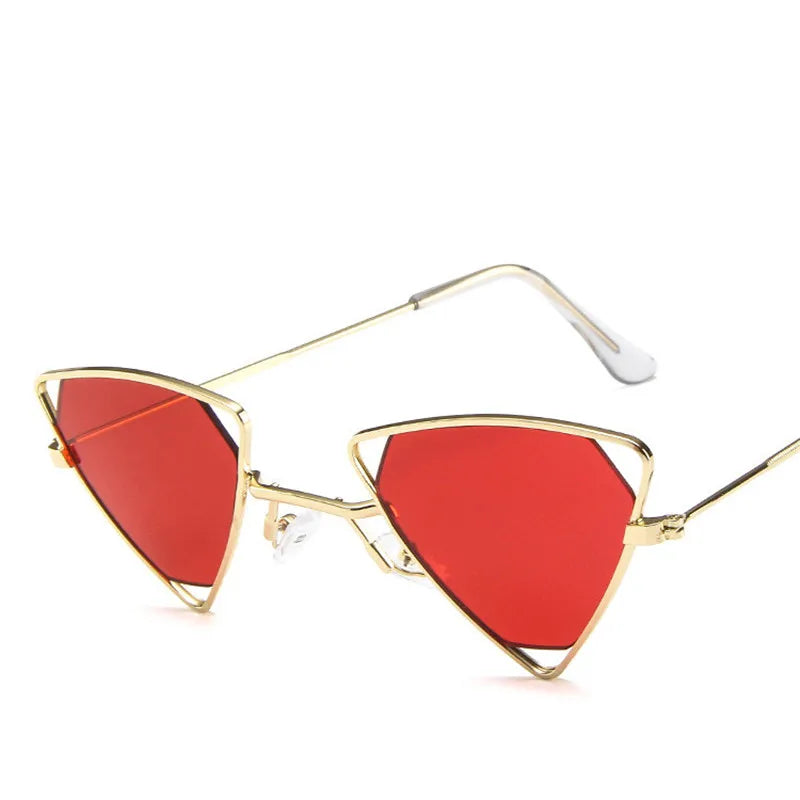 Retro Alloy Triangle Punk Sunglasses Men Hollow Eyewear Candy Colors Gradient Gothic Sun Glasses For Women Openwork Metal Frame
