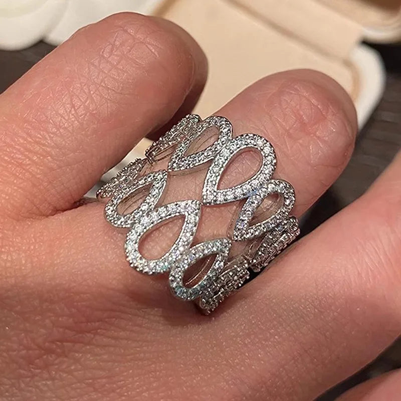 T0238 White Gold Diamond Ring Women's Luxury Wedding Band G Color Natural Diamonds Elegant Design
