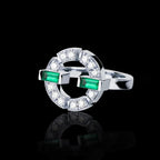 F459 Rose Gold Diamond Ring With Baguette Cut Natural Diamonds For Women Everyday Wear