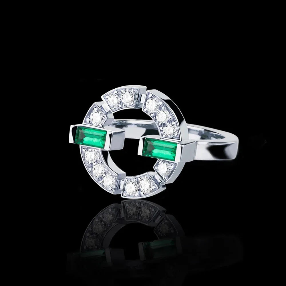 F459 Rose Gold Diamond Ring With Baguette Cut Natural Diamonds For Women Everyday Wear