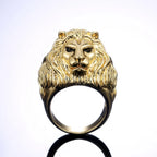 H109 Lion Head Ring 24K Gold Plated Brass Men's Fashion Statement Gift Jewelry