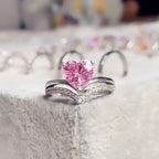 H305 Heart Moissanite Ring 925 Silver Pave Setting Engagement Band For Women