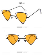Retro Alloy Triangle Punk Sunglasses Men Hollow Eyewear Candy Colors Gradient Gothic Sun Glasses For Women Openwork Metal Frame