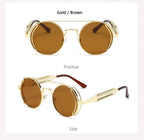 Punk Steampunk Sunglasses Retro Men's Brand Designer Round Punk Eyewear Gothic Style Products Women UV400 Sunglasses