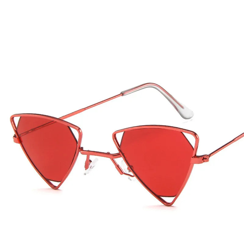 Retro Alloy Triangle Punk Sunglasses Men Hollow Eyewear Candy Colors Gradient Gothic Sun Glasses For Women Openwork Metal Frame