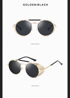 Trendy Retro Steampunk Sunglasses Men Brand Designer Round Steam Punk Alloy Sun Glasses Goggle For Women UV400 Gafas de Sol