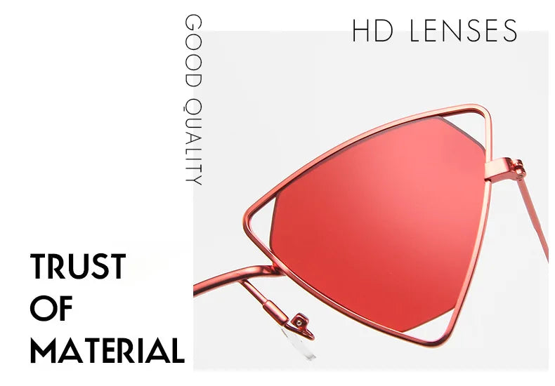 Retro Alloy Triangle Punk Sunglasses Men Hollow Eyewear Candy Colors Gradient Gothic Sun Glasses For Women Openwork Metal Frame