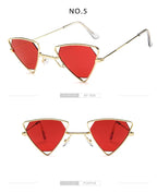 Retro Alloy Triangle Punk Sunglasses Men Hollow Eyewear Candy Colors Gradient Gothic Sun Glasses For Women Openwork Metal Frame